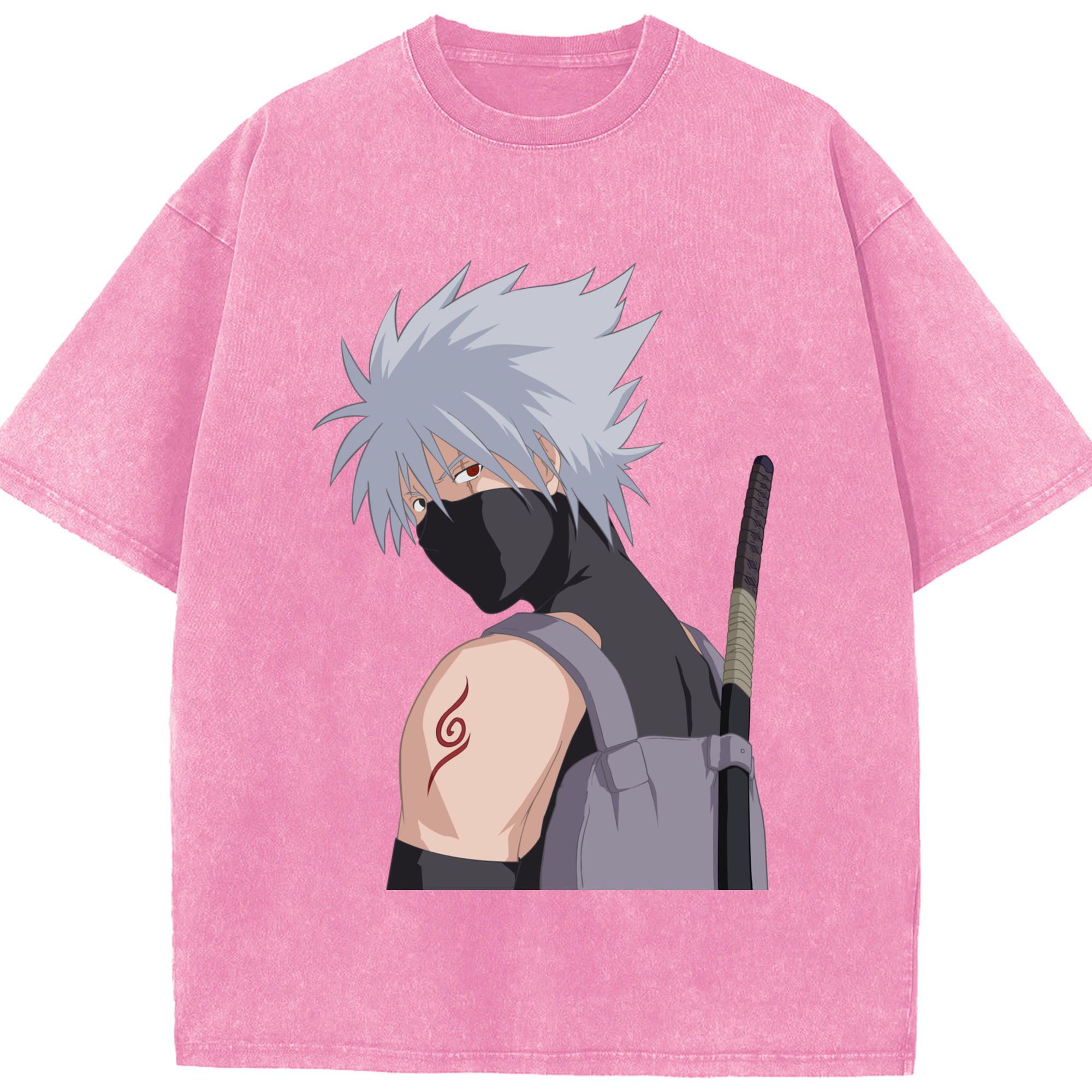 （画像用） NARUTO -ナルト- はたけ カカシ Hatake Kakashi 綿100% ヴィンテージ風 半袖Tシャツ（フロントプリント）